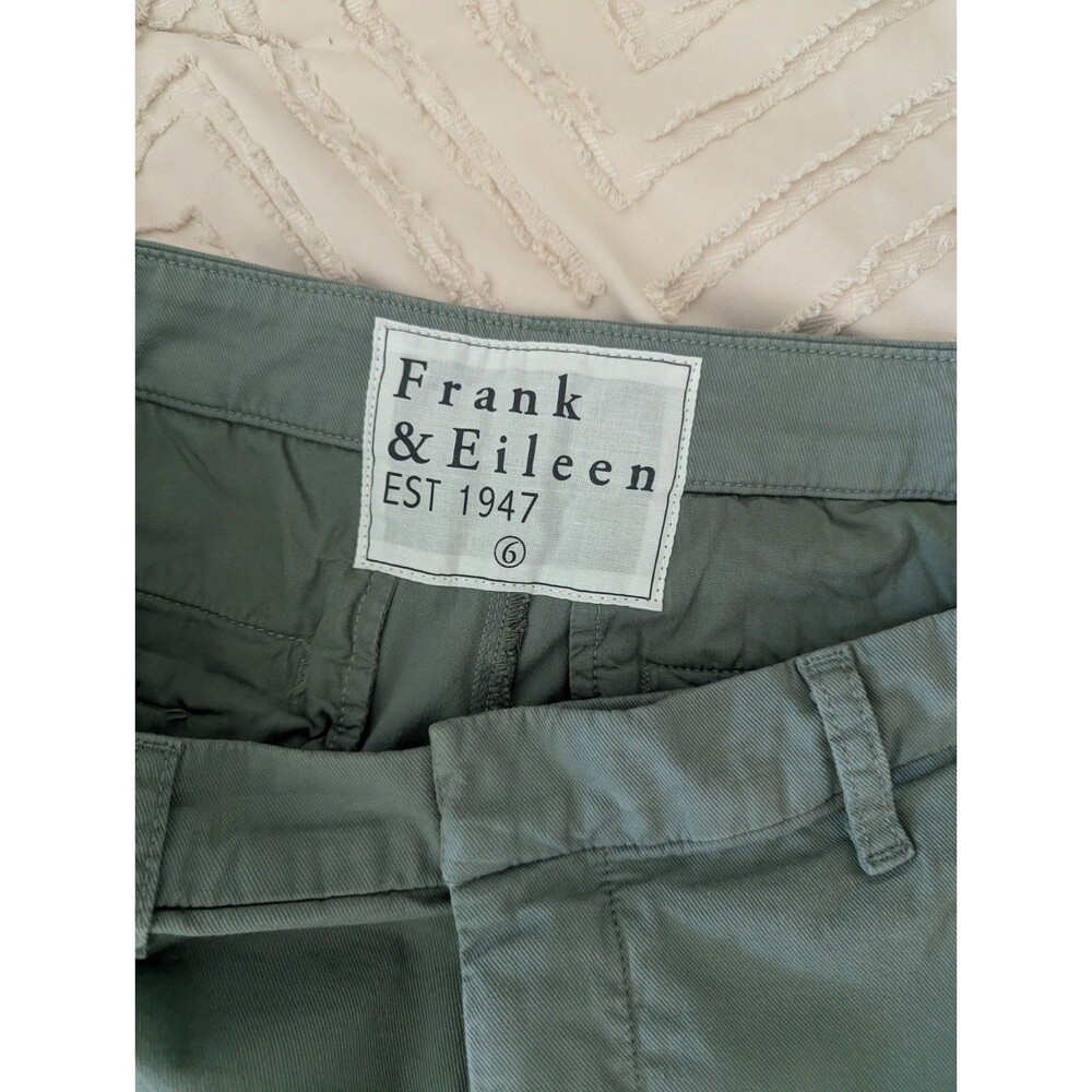 Frank & Eileen Wicklow Chino Pants Sage Green Distressed Hem Size 6 office - Picture 2 of 9